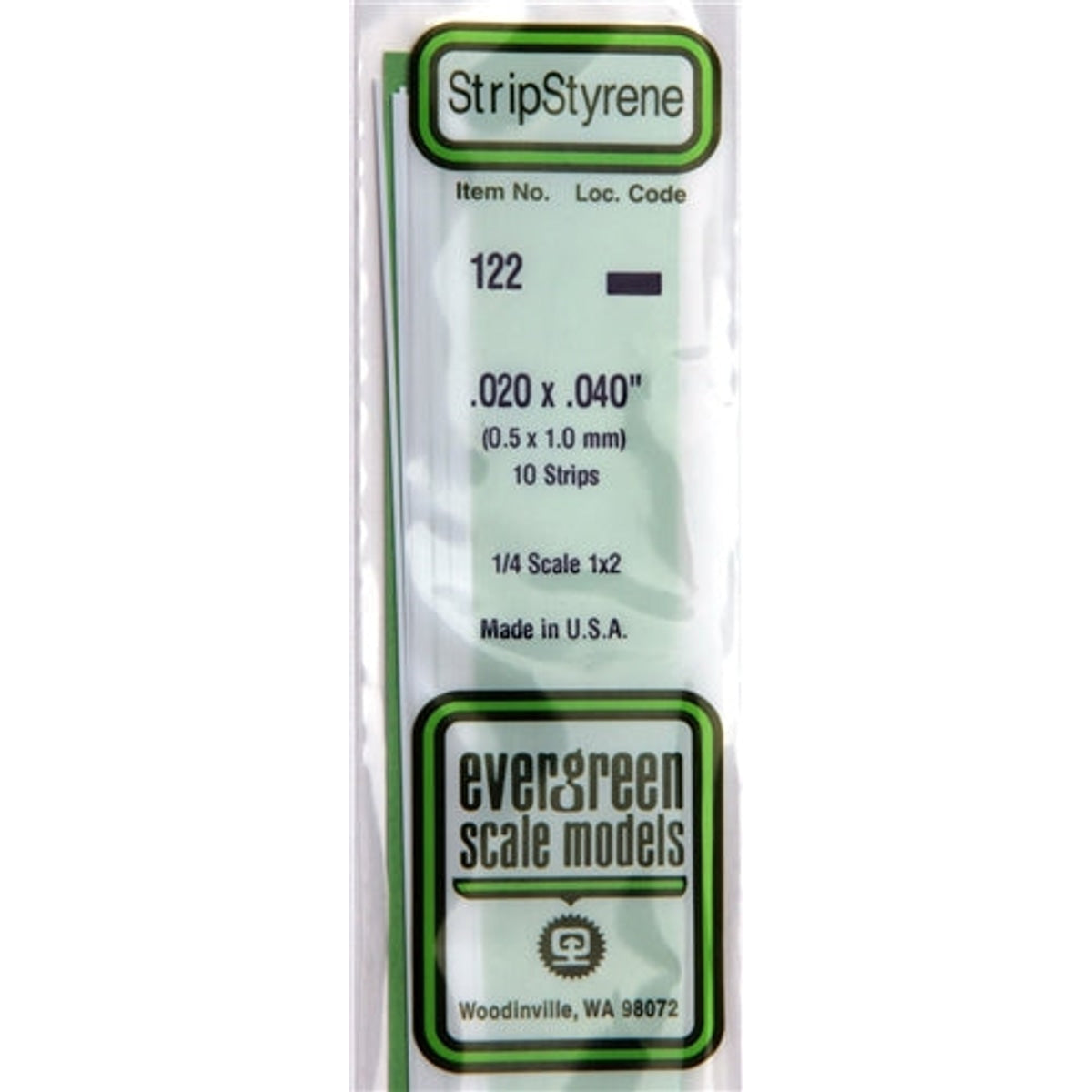 Evergreen Scale Models 122 Styrene Strip .020 X .040