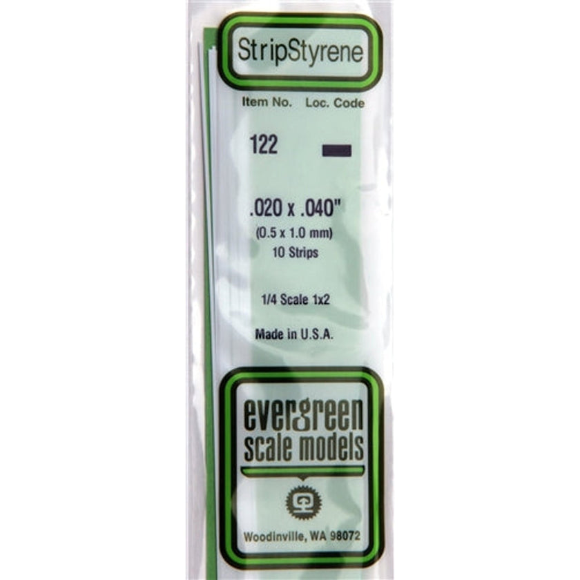 Evergreen Scale Models 122 Styrene Strip .020 X .040