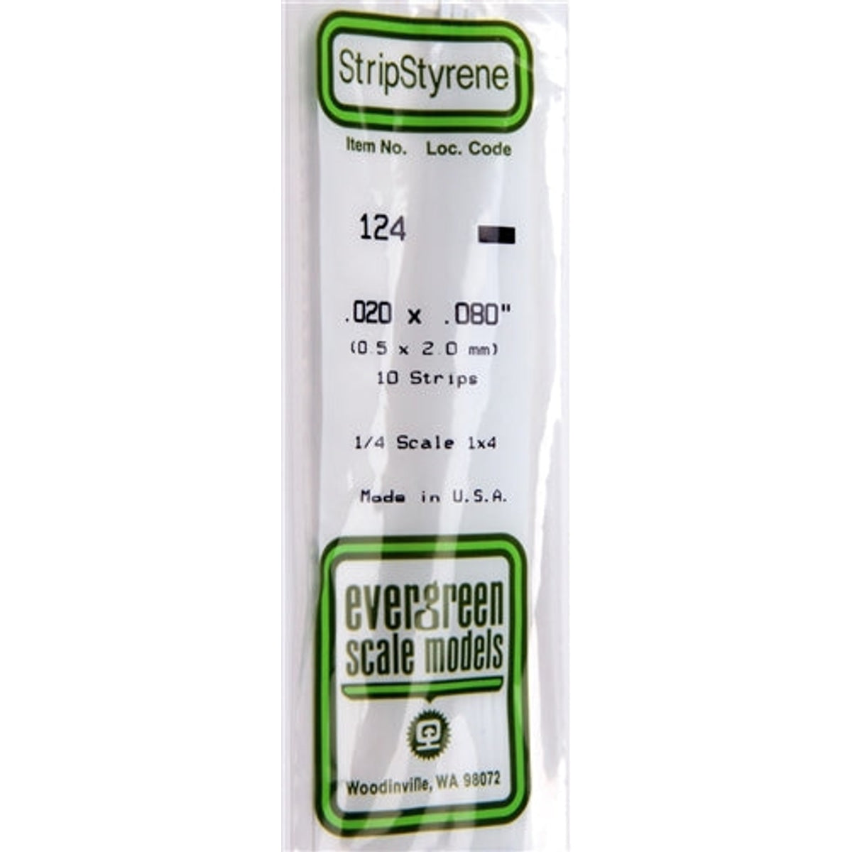 Evergreen Scale Models 124 Styrene Strip .020 X .080