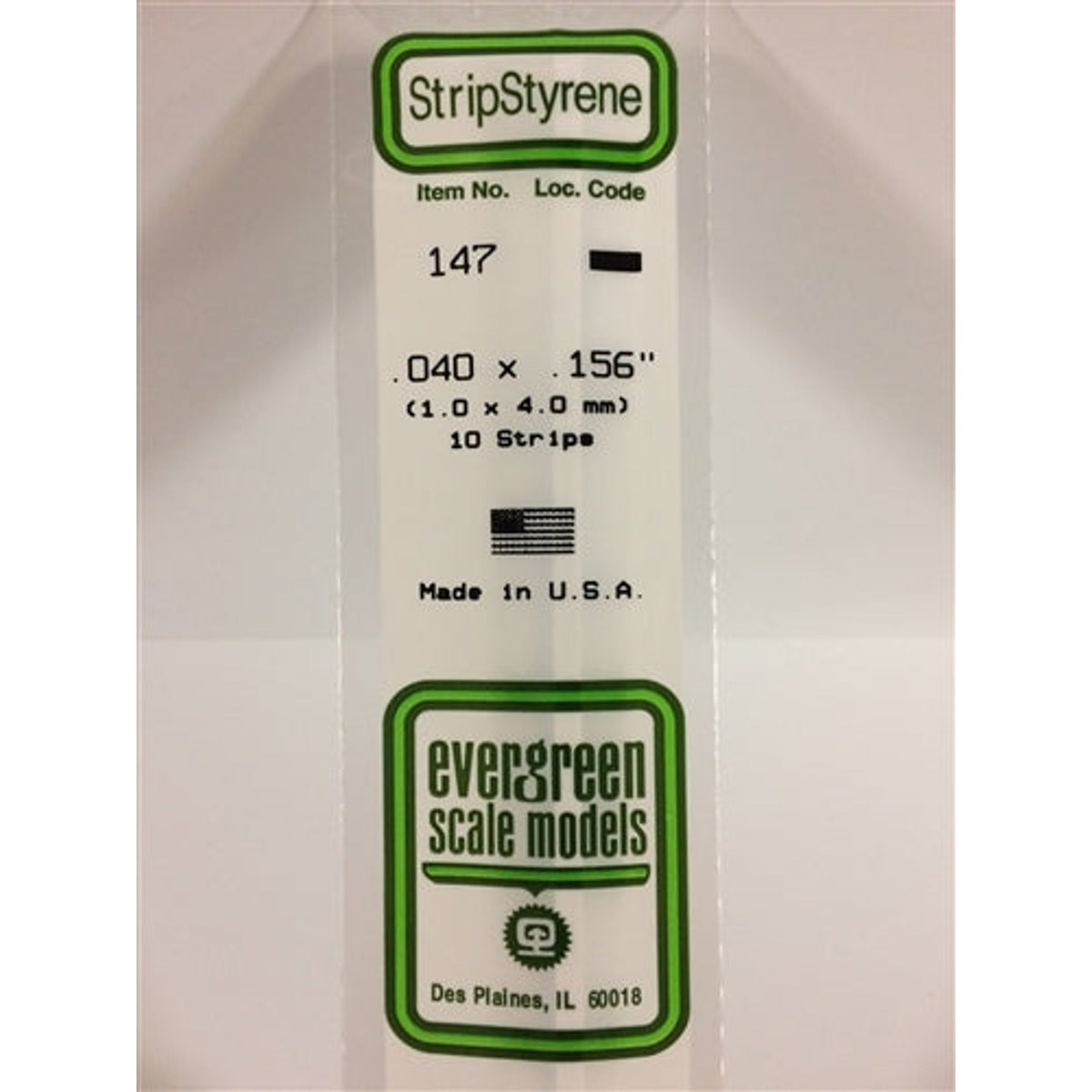 Evergreen Scale Models 147 Styrene Strips .040 x .156