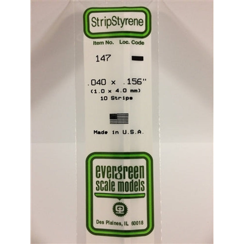 Evergreen Scale Models 147 Styrene Strips .040 x .156