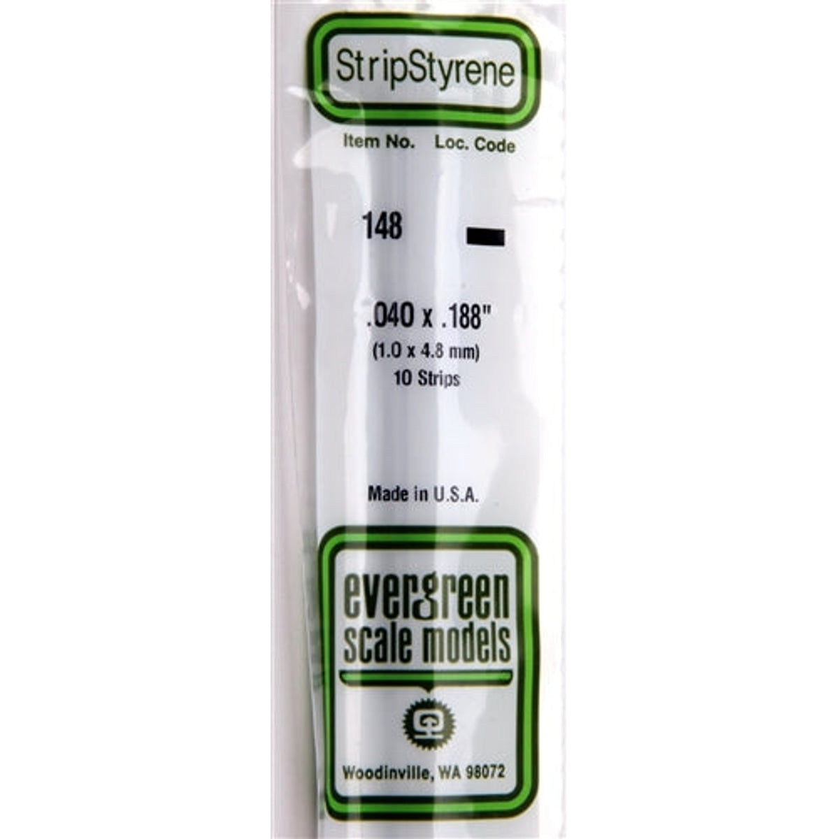 Evergreen Scale Models 148 Styrene Strips .040 x .188