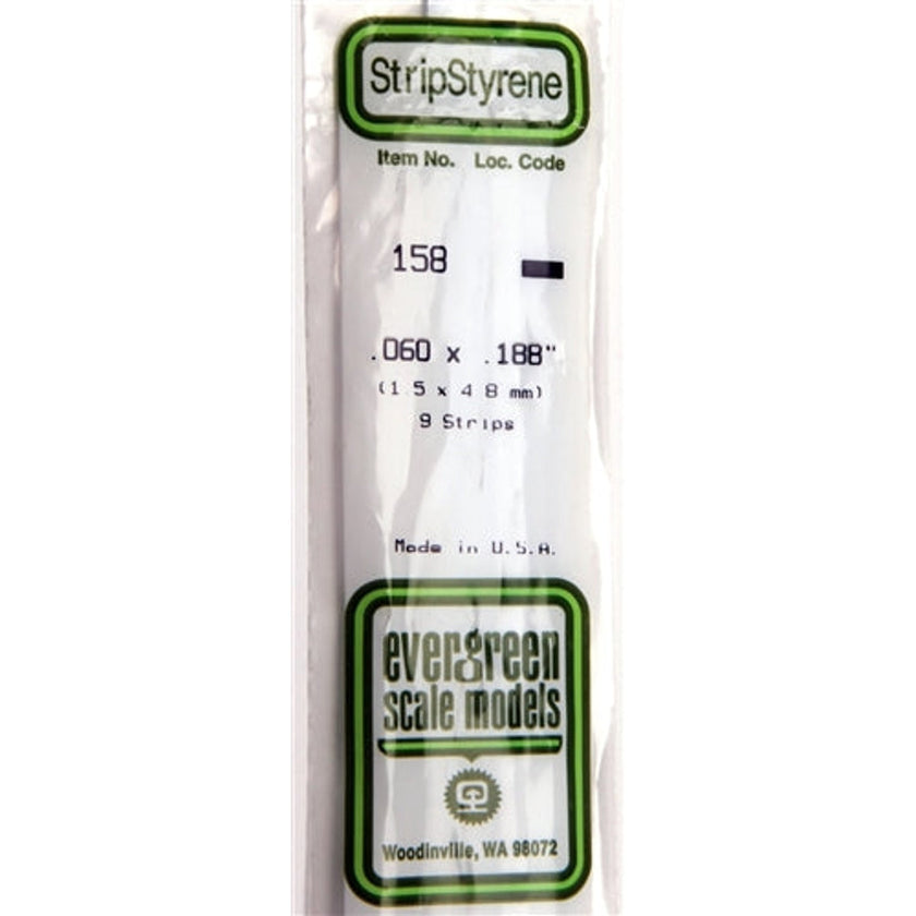 Evergreen Scale Models 158 Styrene Strips .060 x .188