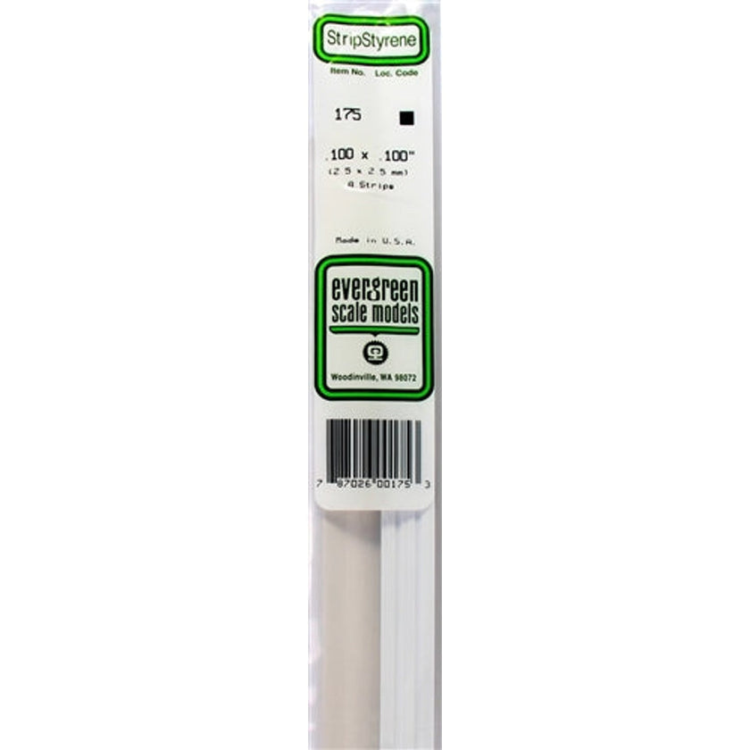 Evergreen Scale Models 175 Styrene Strip .100 X .100