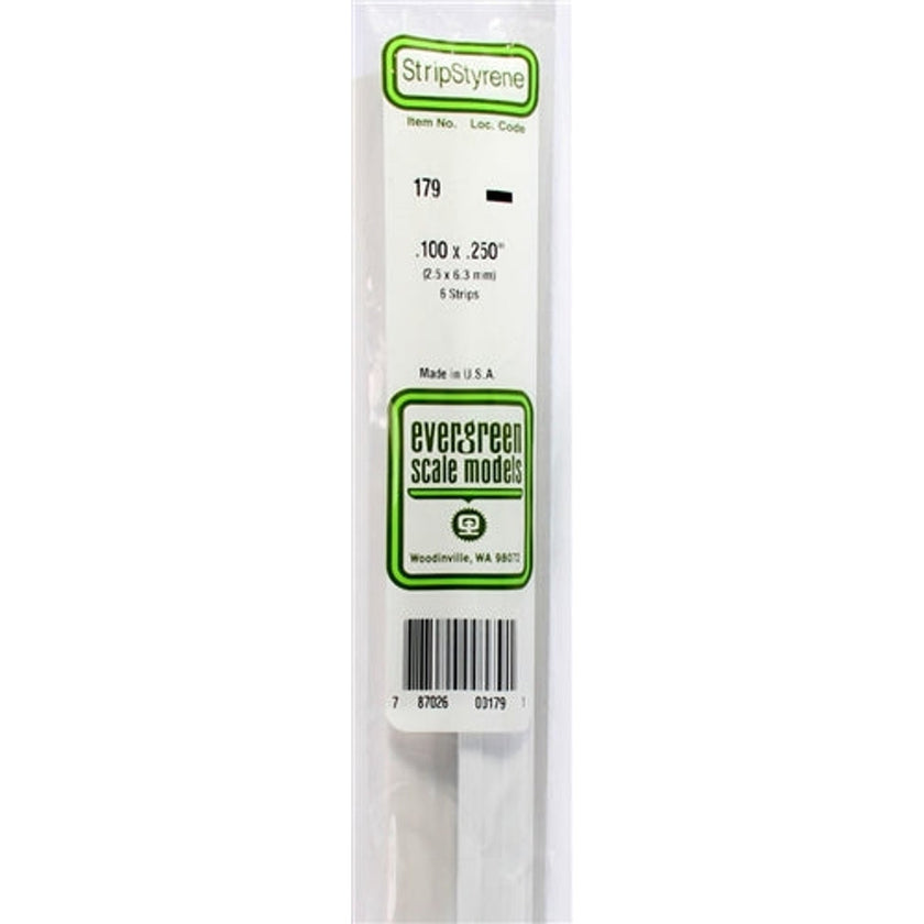 Evergreen Scale Models 179 Styrene Strip .100 X .250