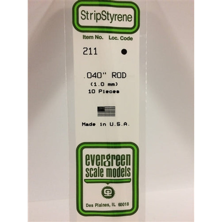 Evergreen Scale Models 211 Styrene Rod .040
