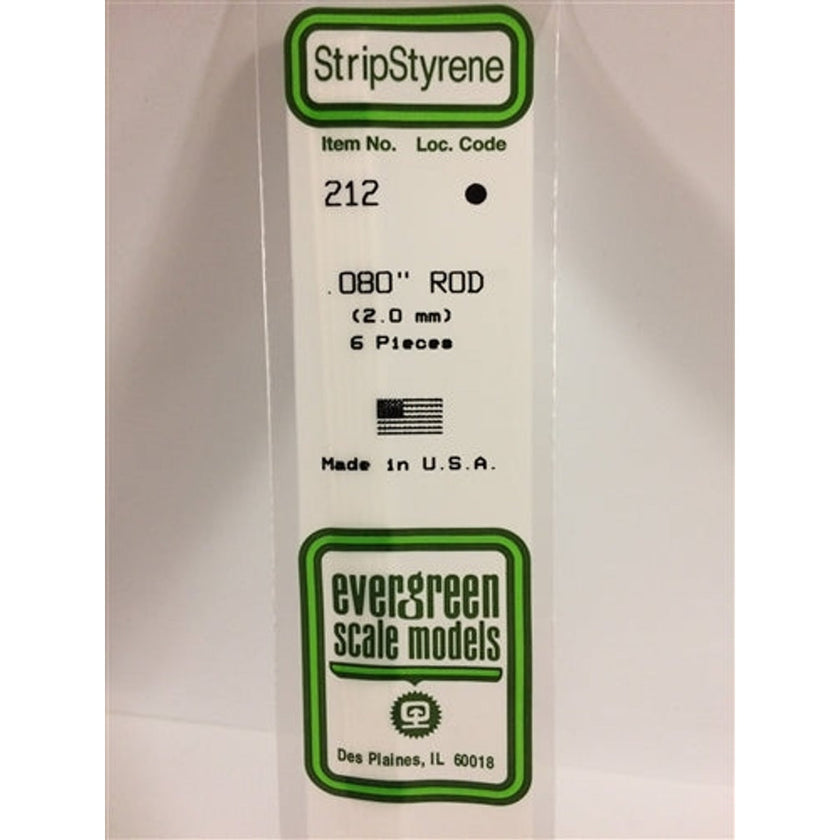 Evergreen Scale Models 212 Styrene Rod .080