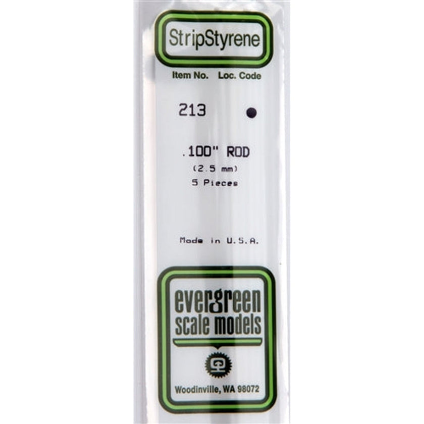 Evergreen Scale Models 213 Styrene Rod .100