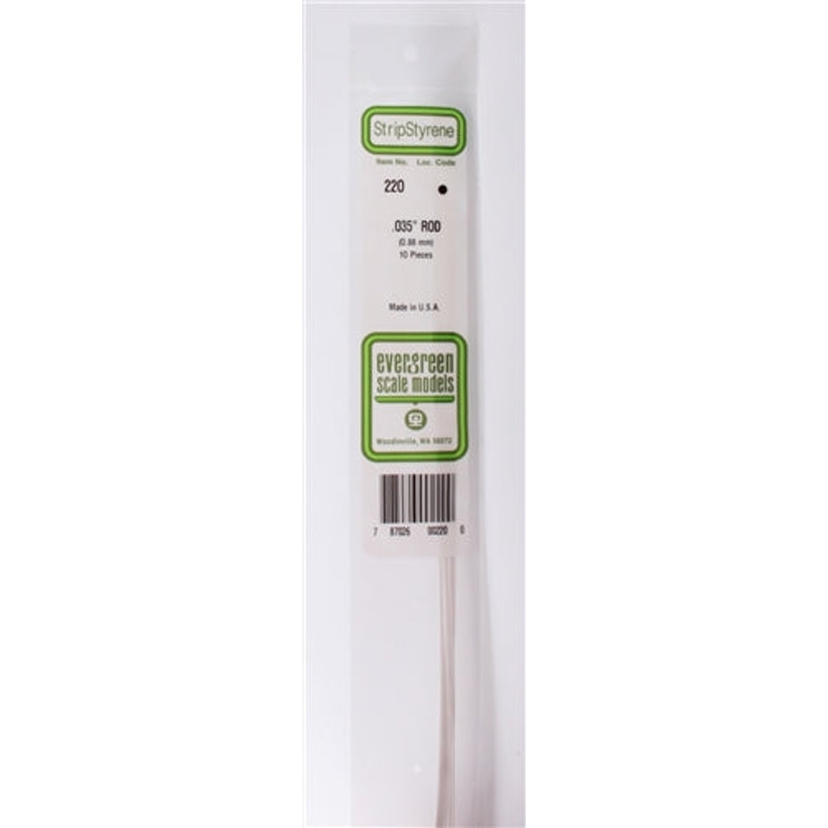 Evergreen Scale Models 220 Styrene Rod .035