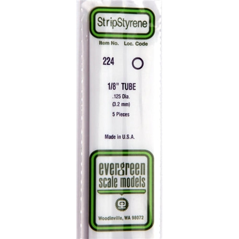 Evergreen Scale Models 224 Styrene Tube 1/8