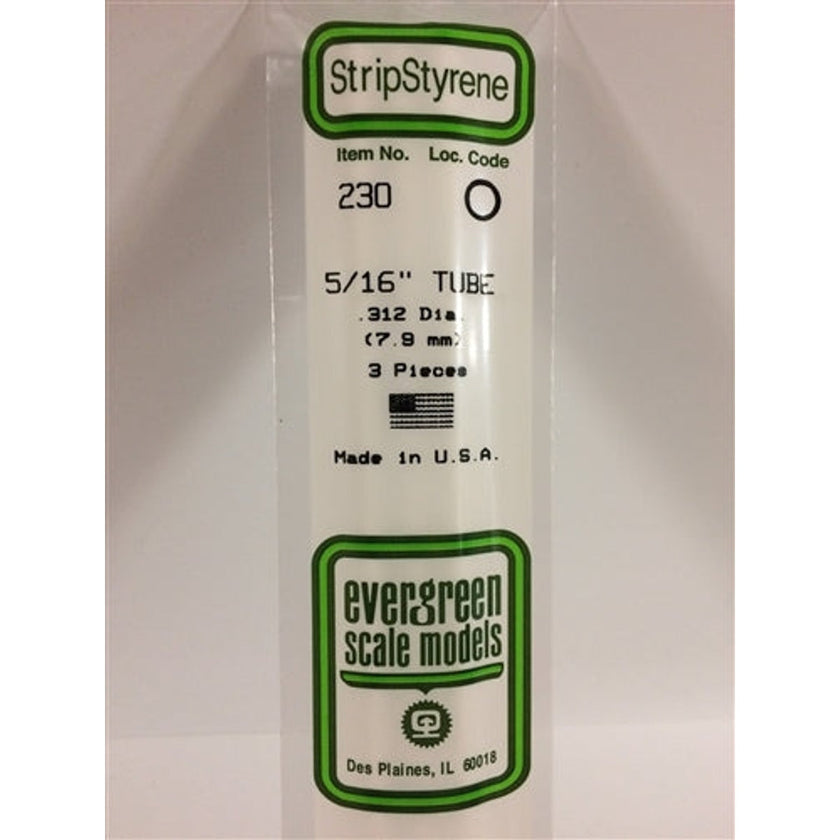 Evergreen Scale Models 230 Styrene Tube .312