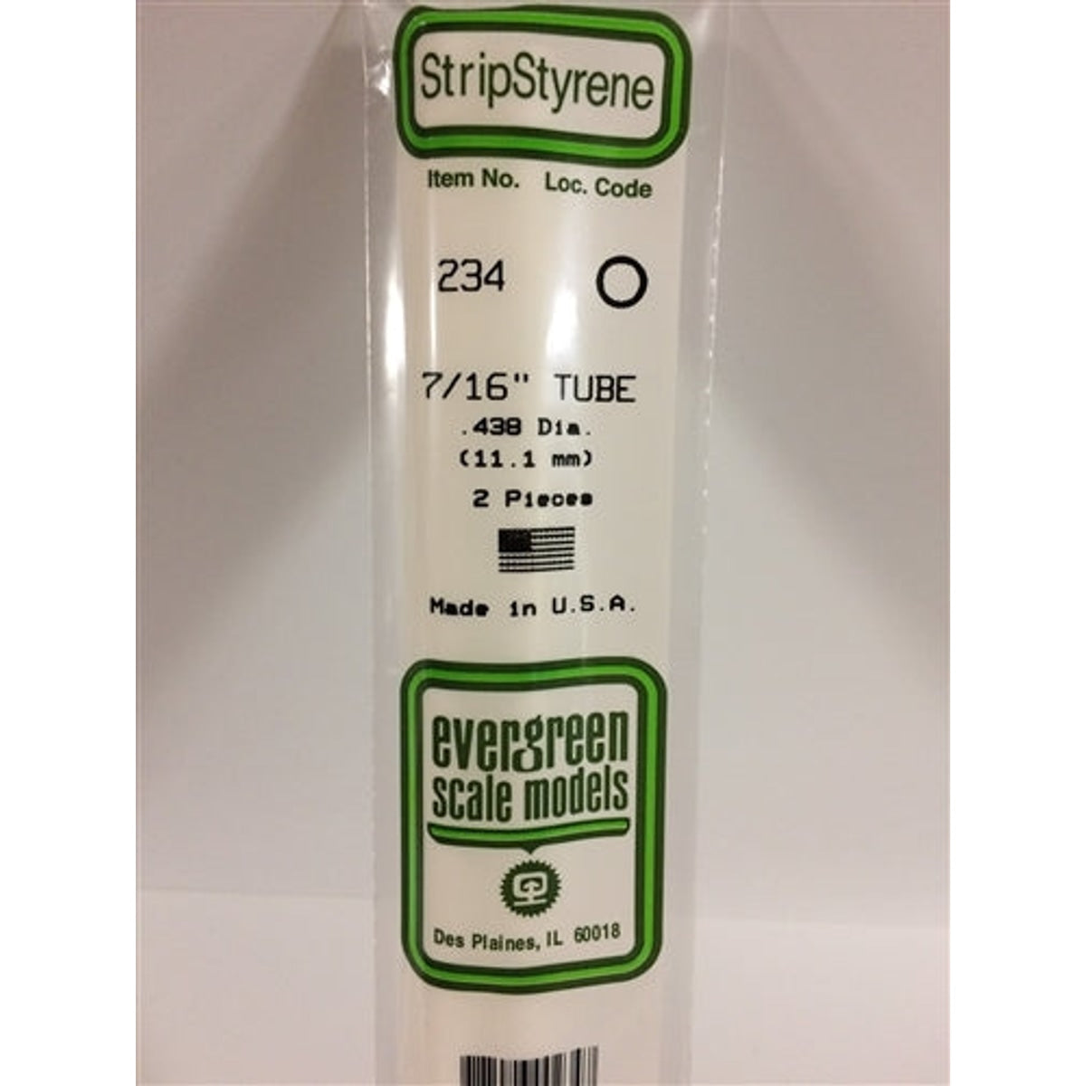 Evergreen Scale Models 234 Styrene Tube .438