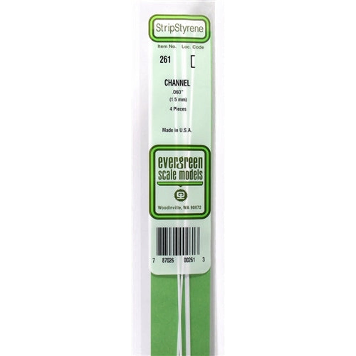 Evergreen Scale Models 261 Styrene Channel .060