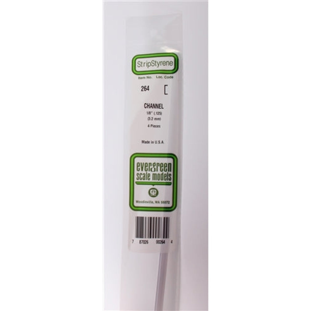 Evergreen Scale Models 264 Styrene Channel 1/8