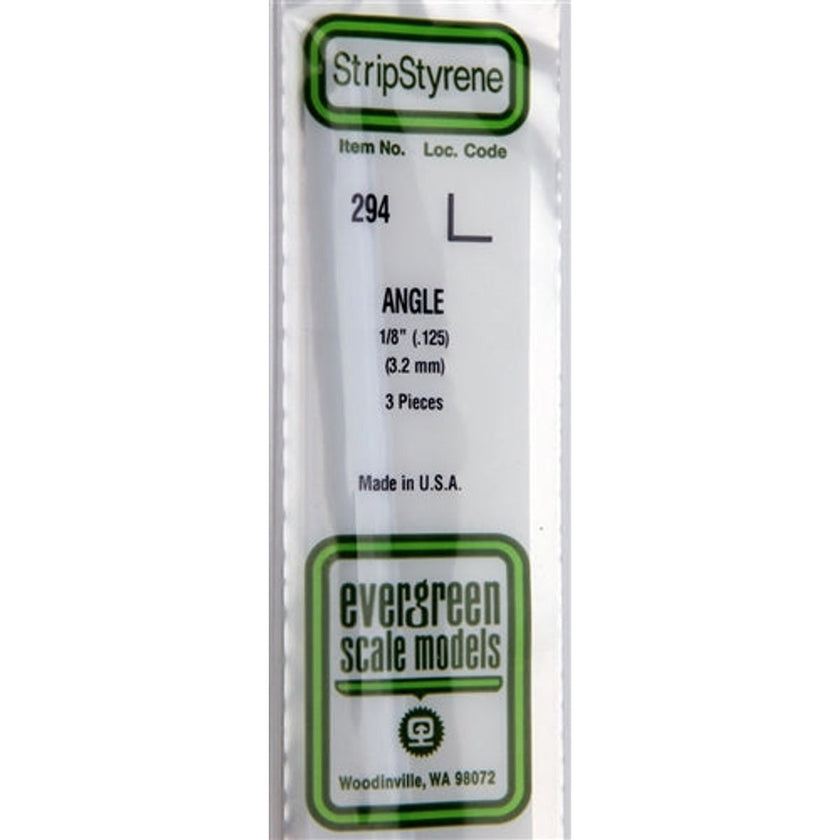 Evergreen Scale Models 294 Styrene Angle 1/8