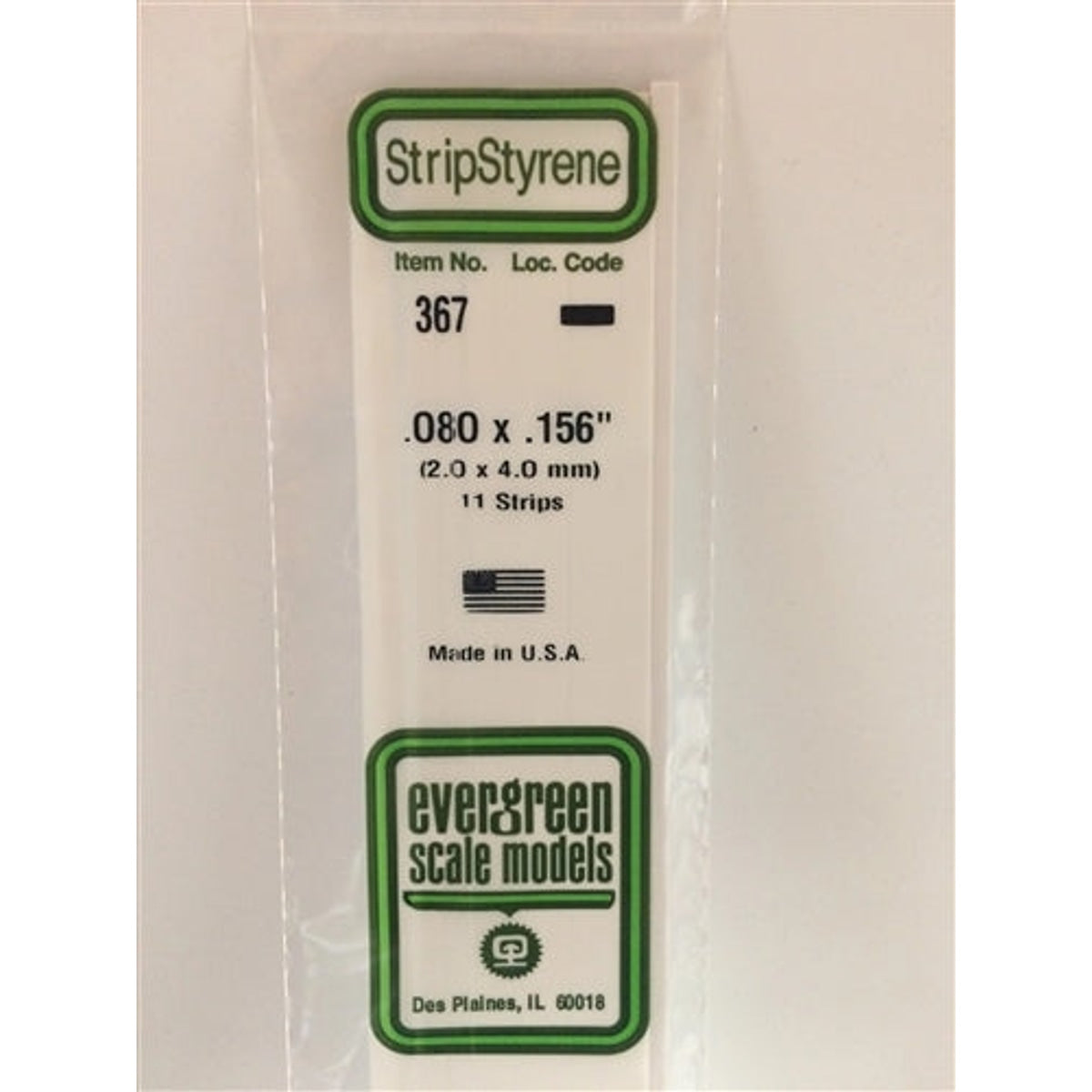 Evergreen Scale Models 367 Opaque White Styrene Strips .080