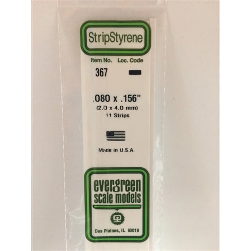 Evergreen Scale Models 367 Opaque White Styrene Strips .080