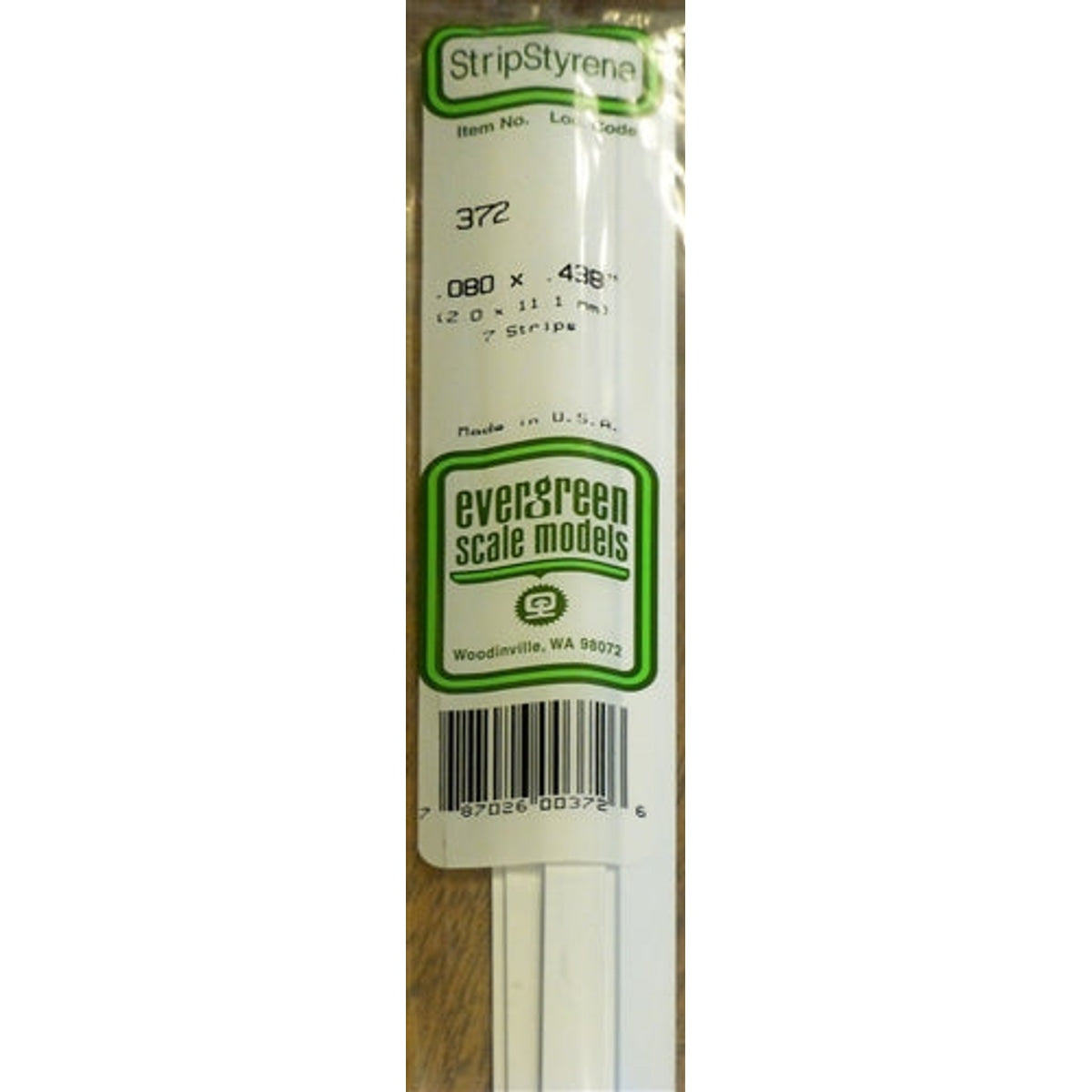 Evergreen Scale Models 372 Styrene Strips .080 x .438