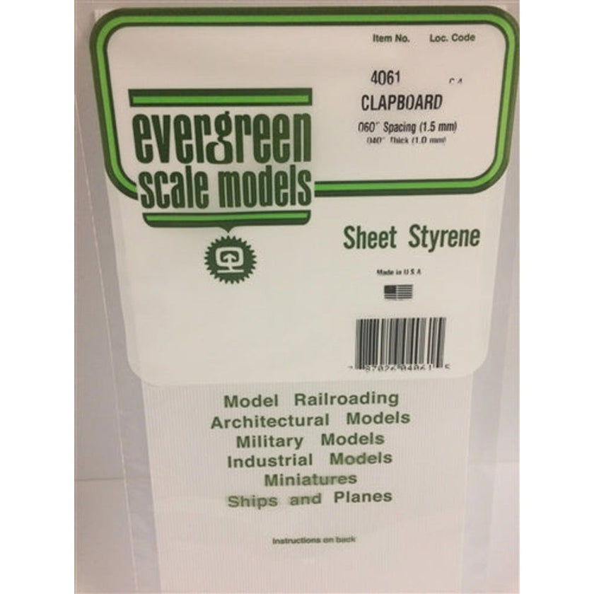 Evergreen Scale Models 4061 Styrene Siding Clapboard .040 x 6x12
