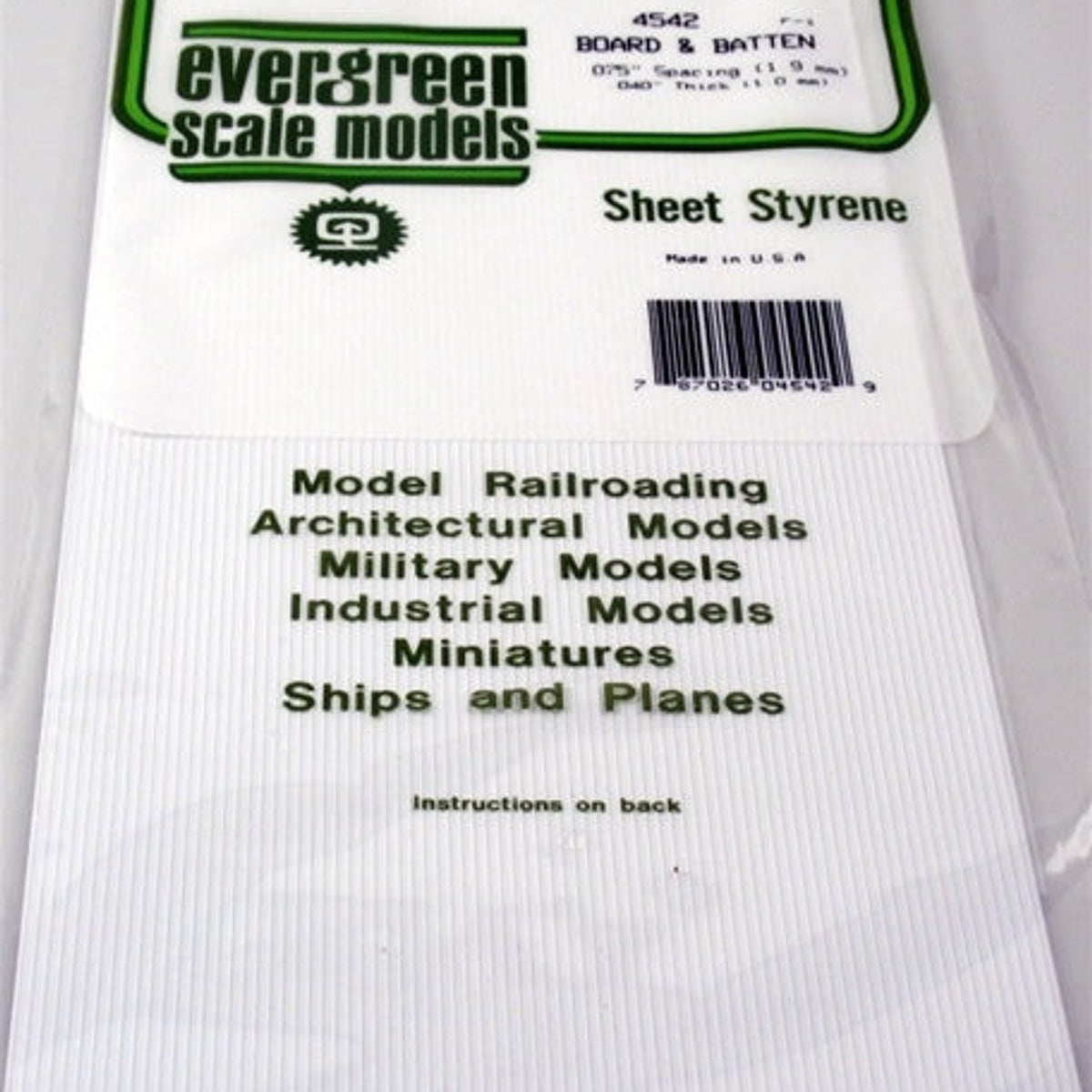 Evergreen Scale Models 4542 Board & Batten Sheet Styrene .075