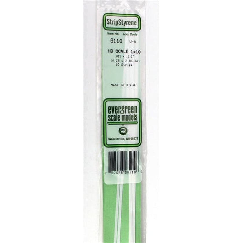 Evergreen Scale Models 8110 Styrene Strip 1 x 10 .011 x .112