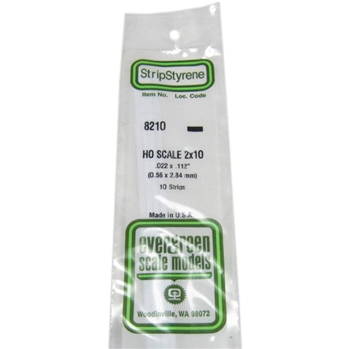 Evergreen Scale Models 8210 Styrene 2x10 .022 x .112