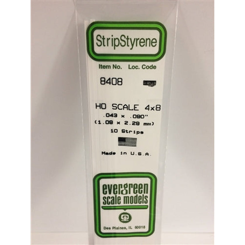 Evergreen Scale Models 8408 Styrene 4x8 .043 x .090
