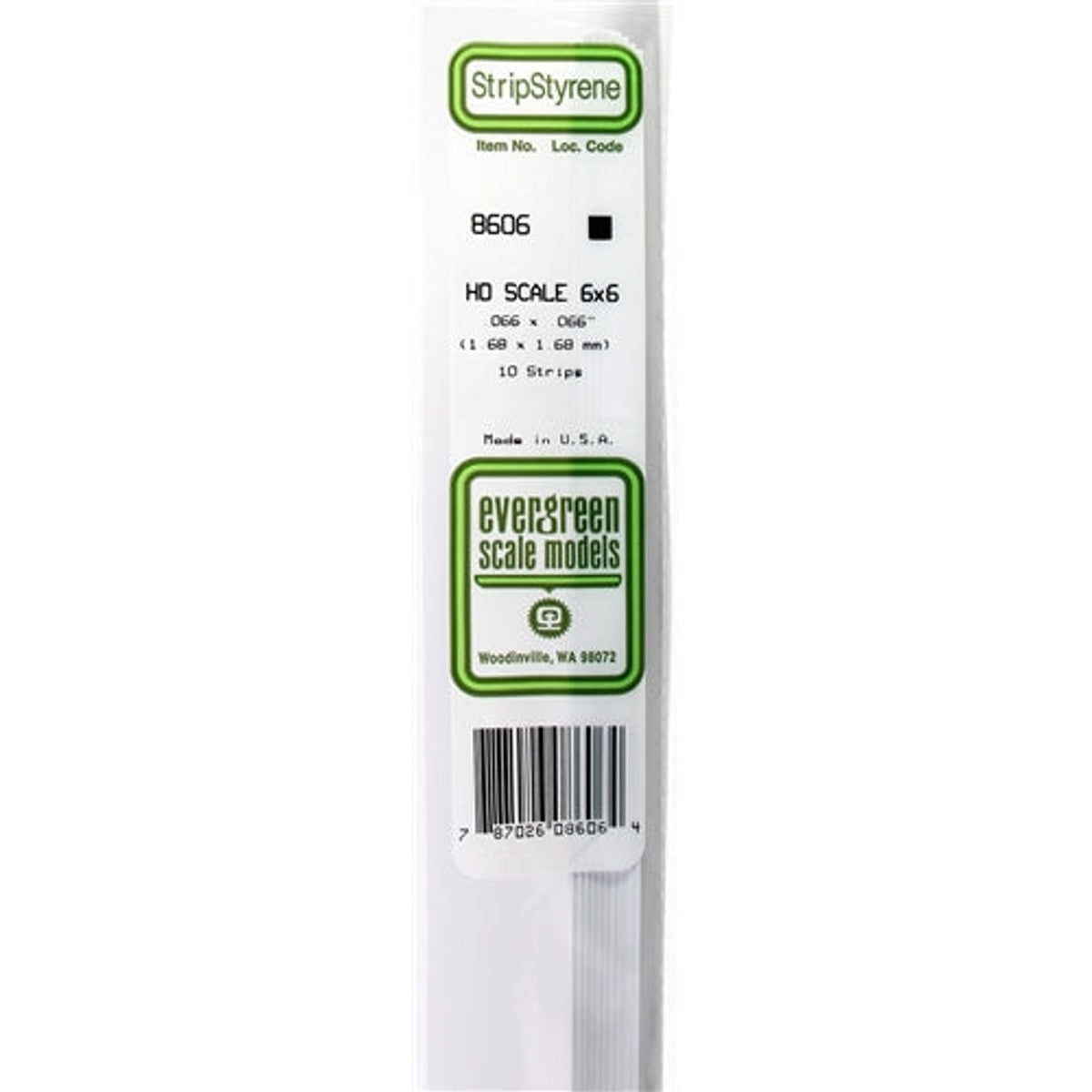 Evergreen Scale Models 8606 Styrene 6x6 .066