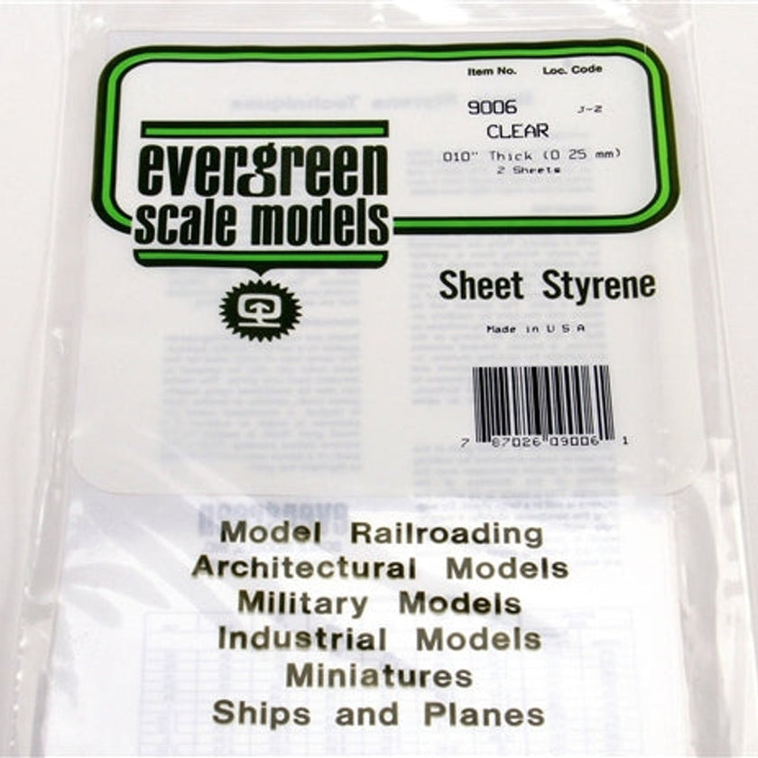 Evergreen Scale Models 9006 Sheet Styrene Clear 6 x 12