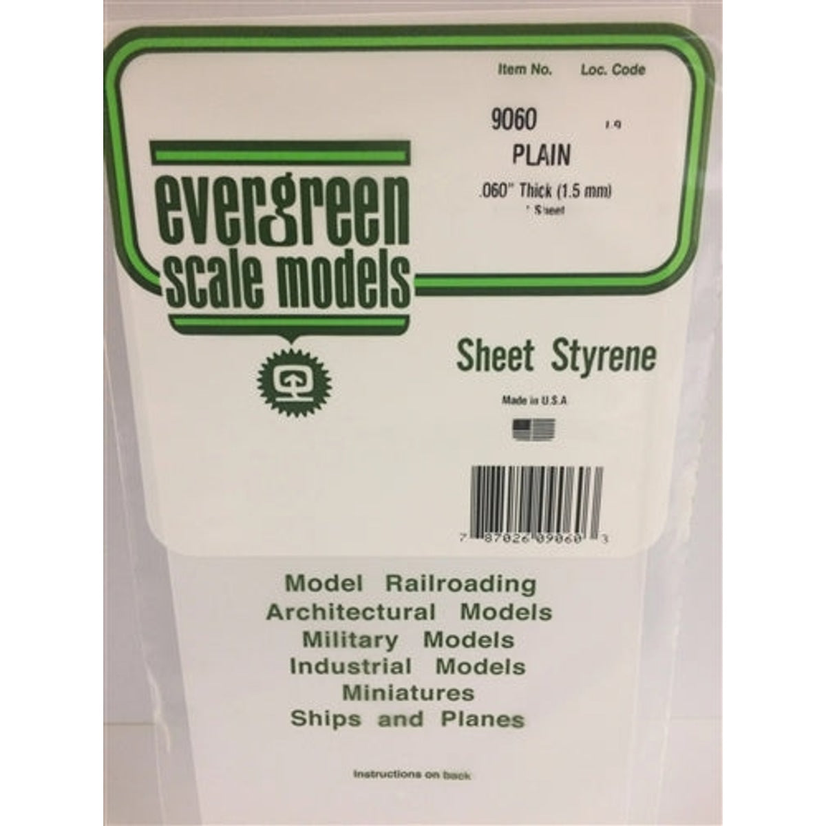 Evergreen Scale Models 9060 Sheet Styrene 6 x 12
