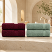 Pure Cotton Bath Towel Set – Burgundy & Turquoise | 500gsm Wholesale Towels