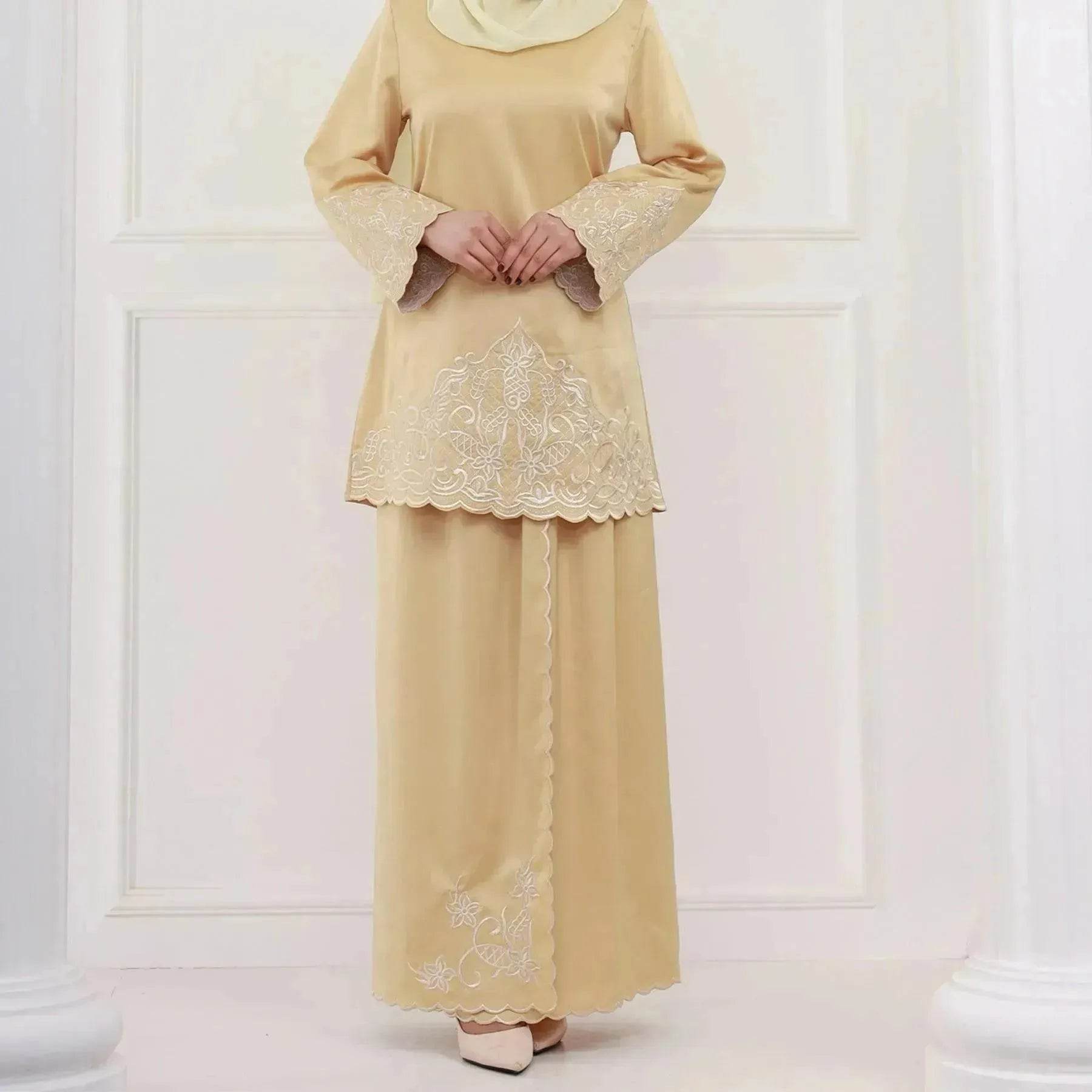 Exquisite Embroidery Two-piece Suit for Turkey Dubai Middle East Women Abaya inspired