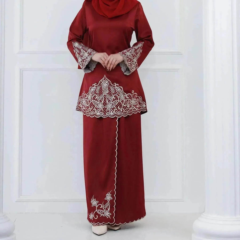 Exquisite Embroidery Two-piece Suit for Turkey Dubai Middle East Women Abaya inspired