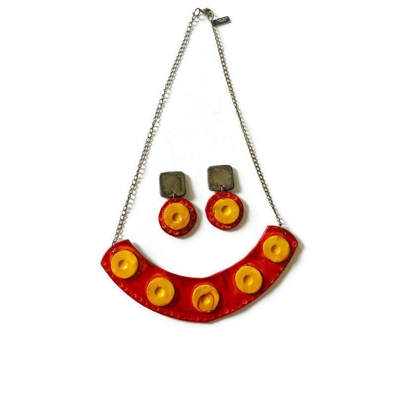 Burnt Orange Statement Jewelry Set Handmade