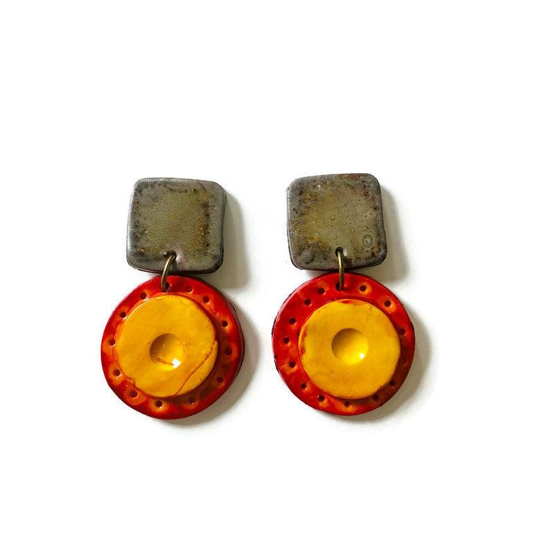 Burnt Orange Statement Jewelry Set Handmade