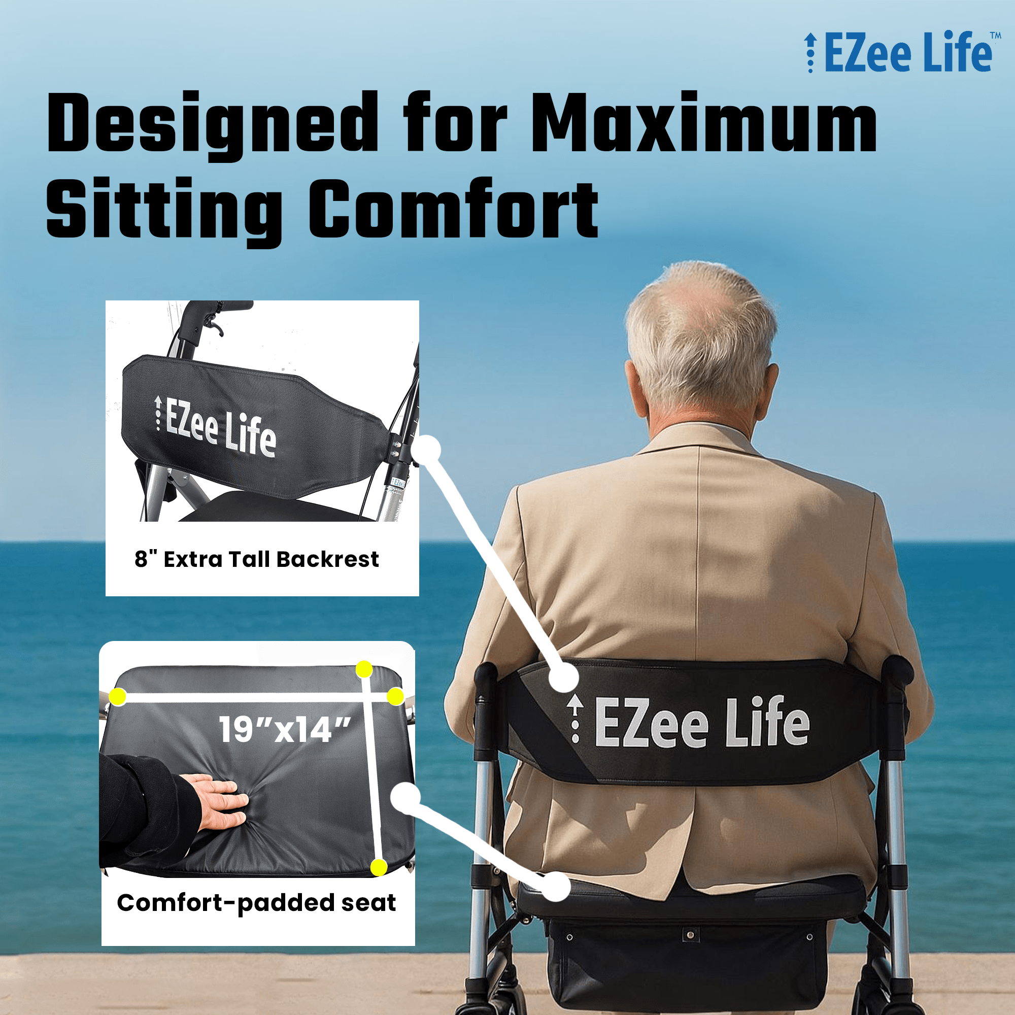 EZee Life Bariatric Rollator CH3019 | Heavy-Duty 400 lb Extra-Wide Walker Canada