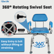 EZee Life CH2075 Swivel Shower Chair | 360 Seat Padded Arms 350 lb Canada