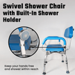EZee Life CH2075 Swivel Shower Chair | 360 Seat Padded Arms 350 lb Canada