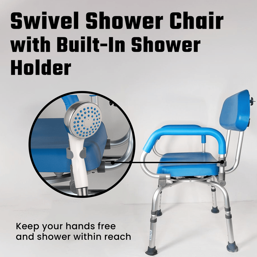 EZee Life CH2075 Swivel Shower Chair | 360 Seat Padded Arms 350 lb Canada