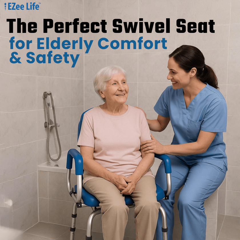 EZee Life CH2075 Swivel Shower Chair | 360 Seat Padded Arms 350 lb Canada