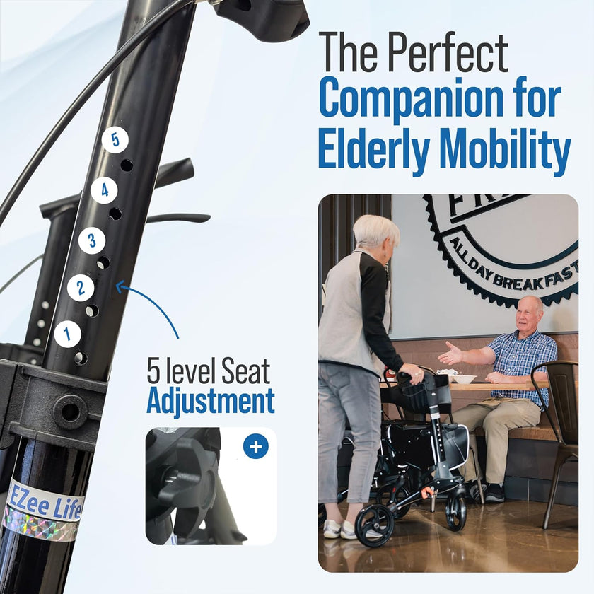 EZee Life Lightweight Steel Rollator CH3017 | European Design 4-Wheel Walker Canada
