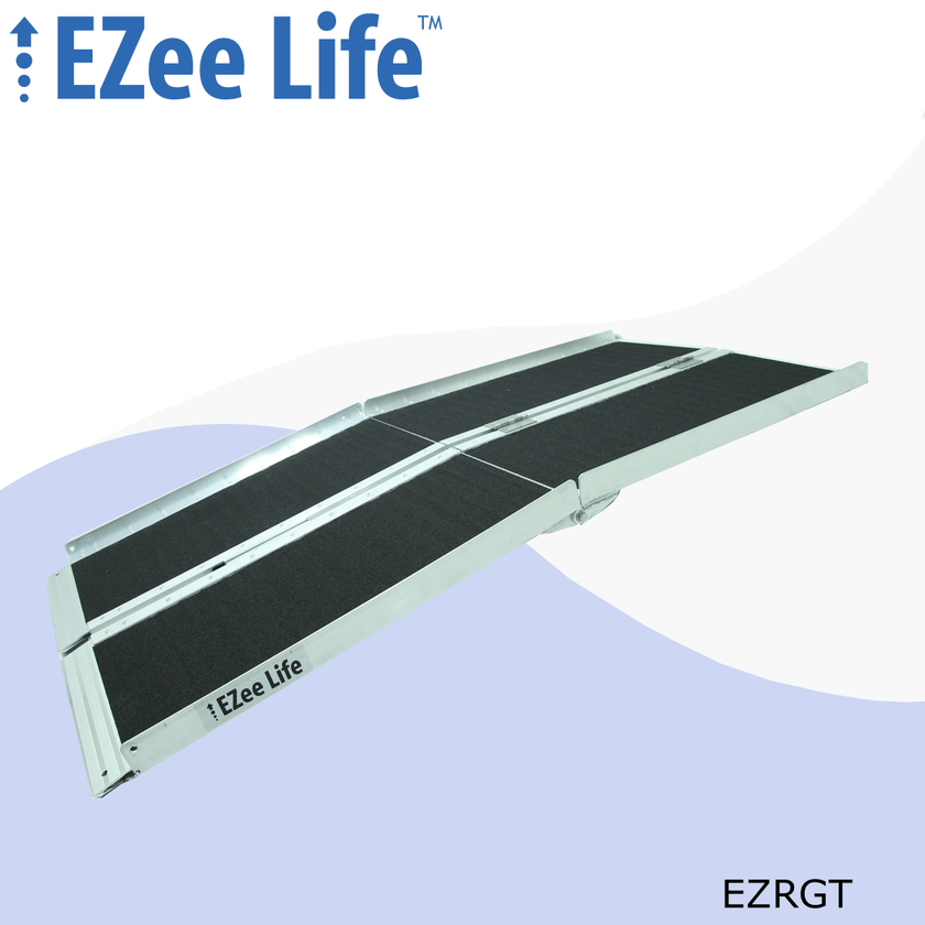 EZ6RGT EZee Life Portable Wheelchair Ramp 6 Ft - Folding Aluminum, 600 lb Capacity with Grip Tape & Side Rails