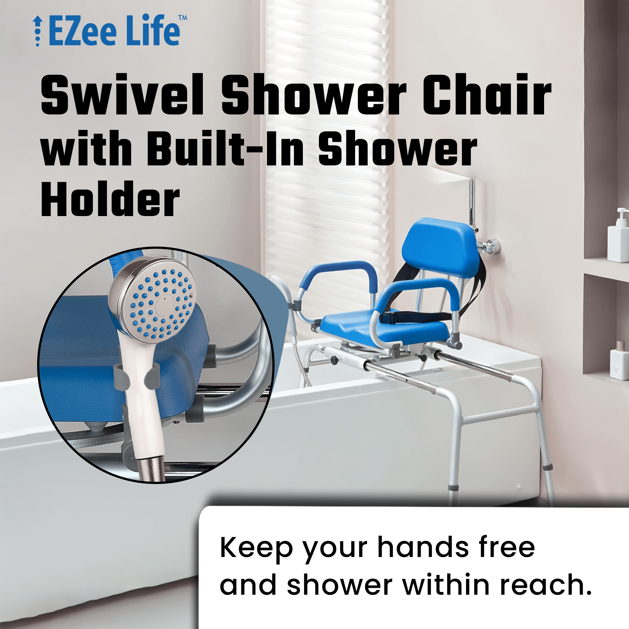 EZee Life CH2076 Sliding Swivel Padded Transfer Bench | 360 Shower Chair Canada