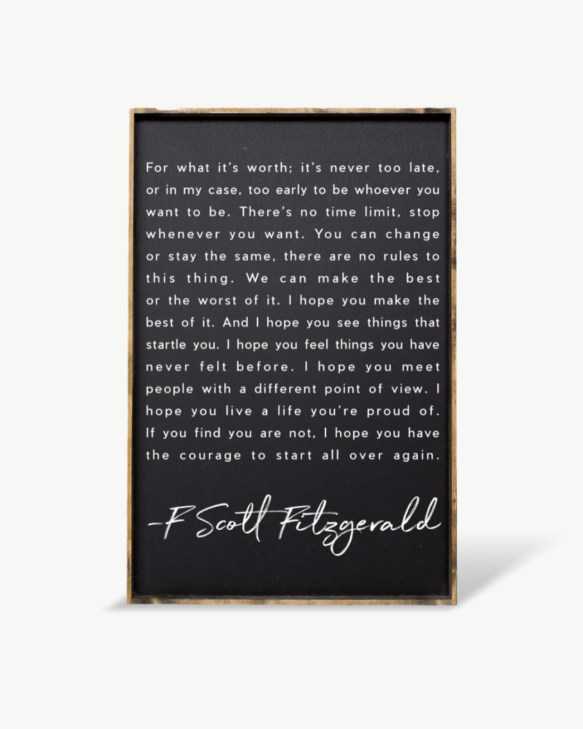 F. Scott Fitzgerald Wood Sign