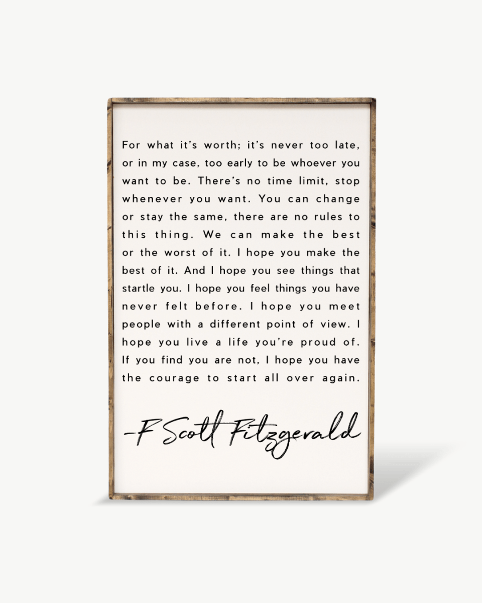 F. Scott Fitzgerald Wood Sign