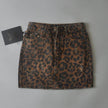 Leopard Print Mini Denim Skirt Women's High Waist Pencil Skirt