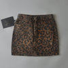 Leopard Print Mini Denim Skirt Women's High Waist Pencil Skirt