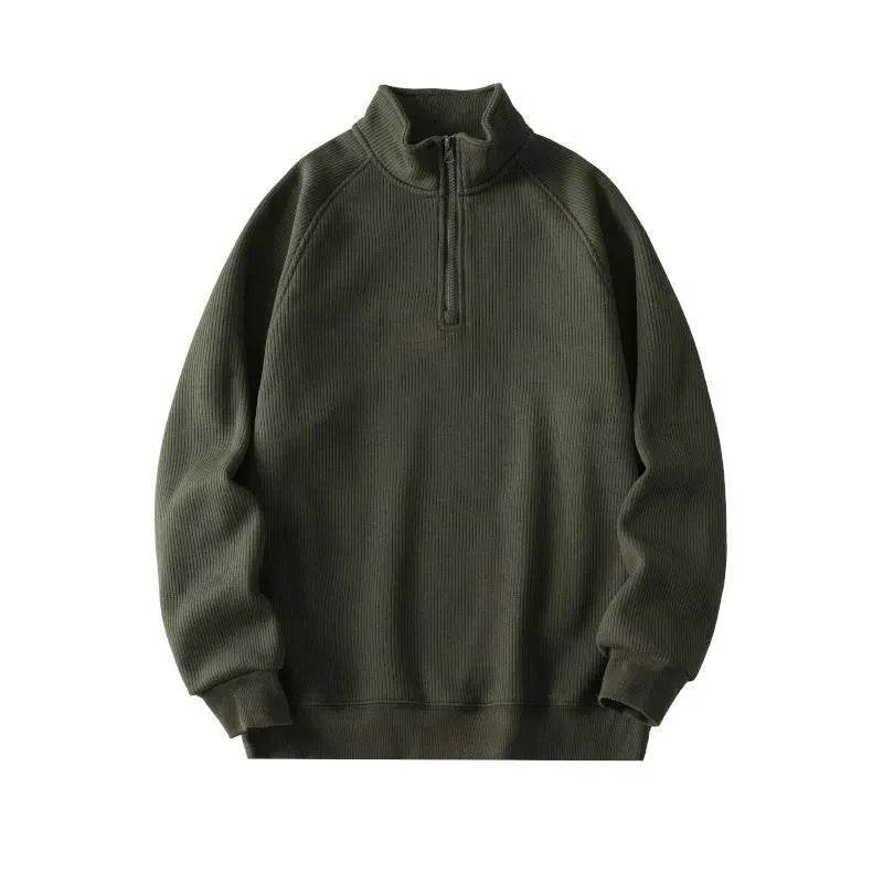 Autumn Winter half zip Stand-collar Fleece Sweatshirt Pullover tops for men