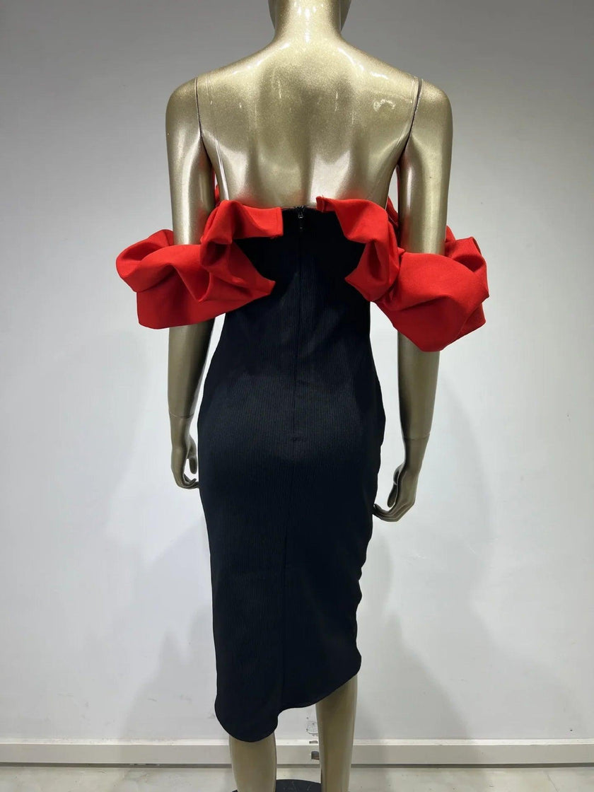 Bandage One-piece Dress European And American Elegant Off-neck Party Dress