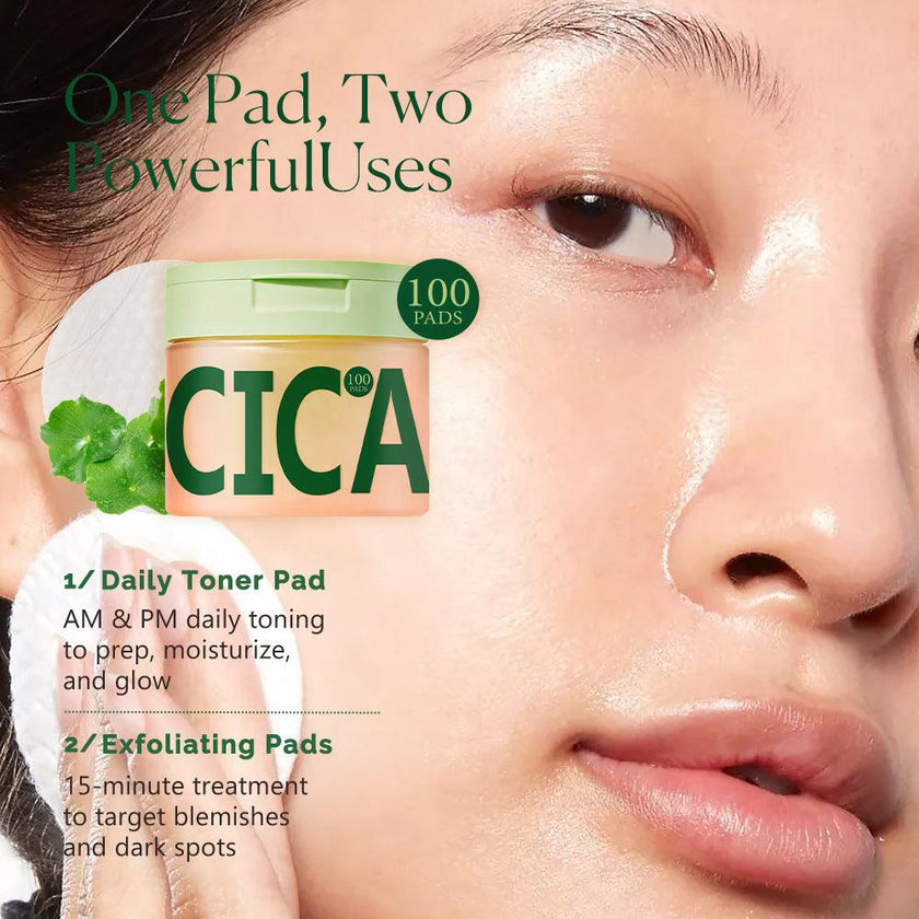 Centella Asiatica Cleansing & Dark Spot Toner Pads 100-Pack Soothing Skincare Cotton Pads